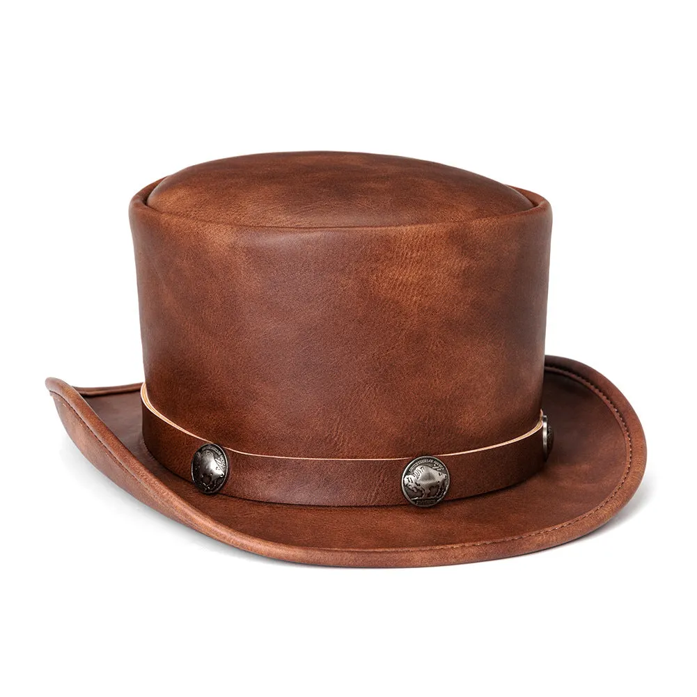 Top Hat Punk Halloween PU Leather Dome Neutral Magic Hat Gentleman Party Hat