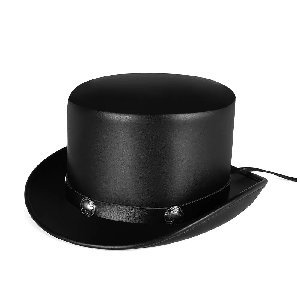 Top Hat Punk Halloween PU Leather Dome Neutral Magic Hat Gentleman Party Hat
