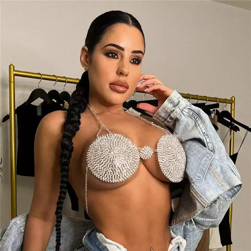 Top metal diamanti donna bra gioiello