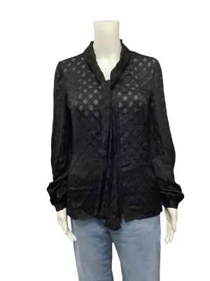 Tory Burch Blouse Printed Silk Tie Neck Size: 4