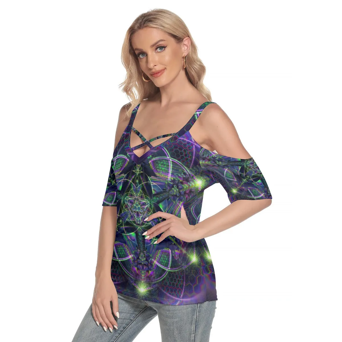 Trance Nectar Top With Criss Cross Strips