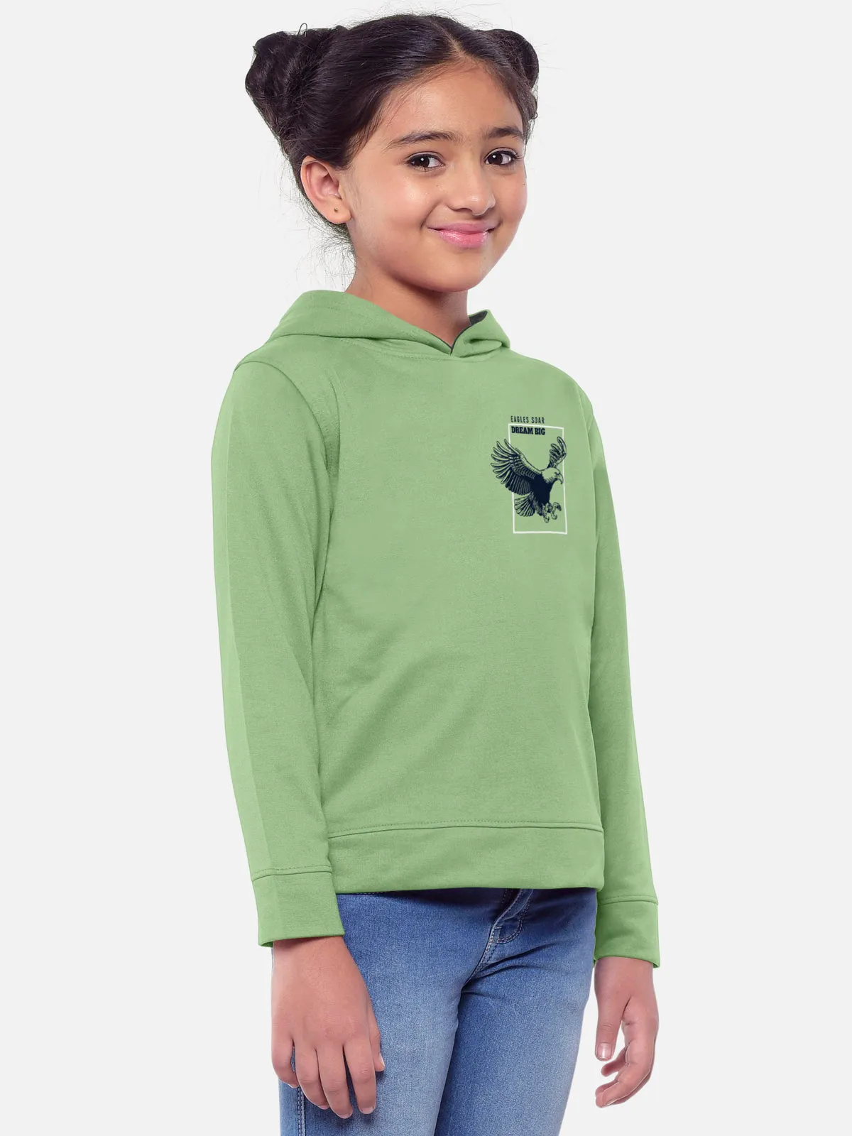 Trendy Printed Full Sleeve / Long Sleeve Hooded Tshirt for Girls - Pack of 2