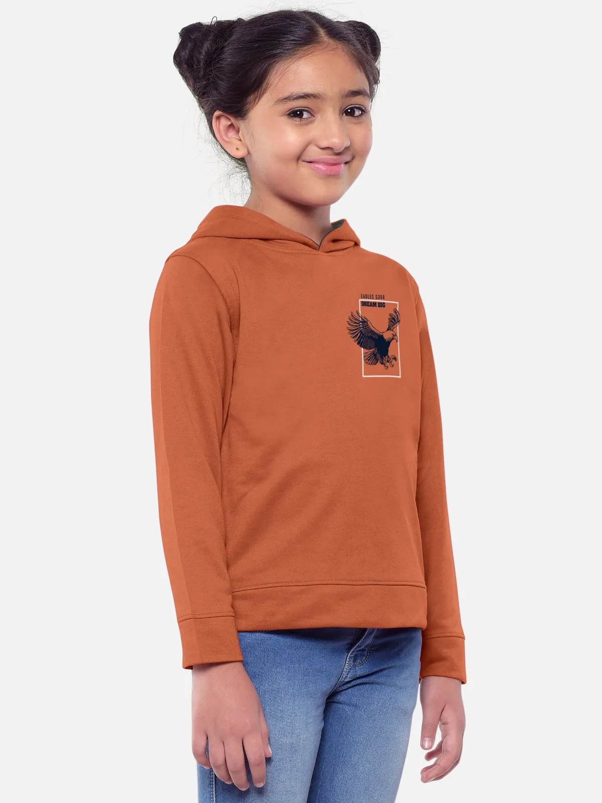 Trendy Printed Full Sleeve / Long Sleeve Hooded Tshirt for Girls - Pack of 2