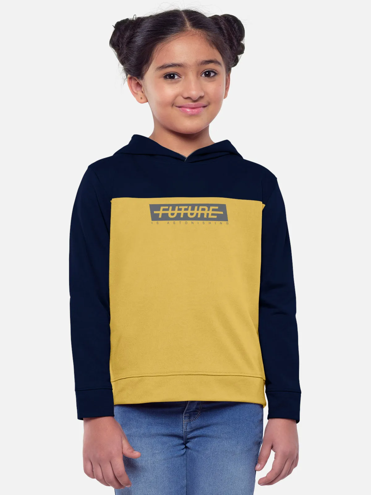Trendy Printed Full Sleeve / Long Sleeve Hooded Tshirt for Girls - Pack of 2