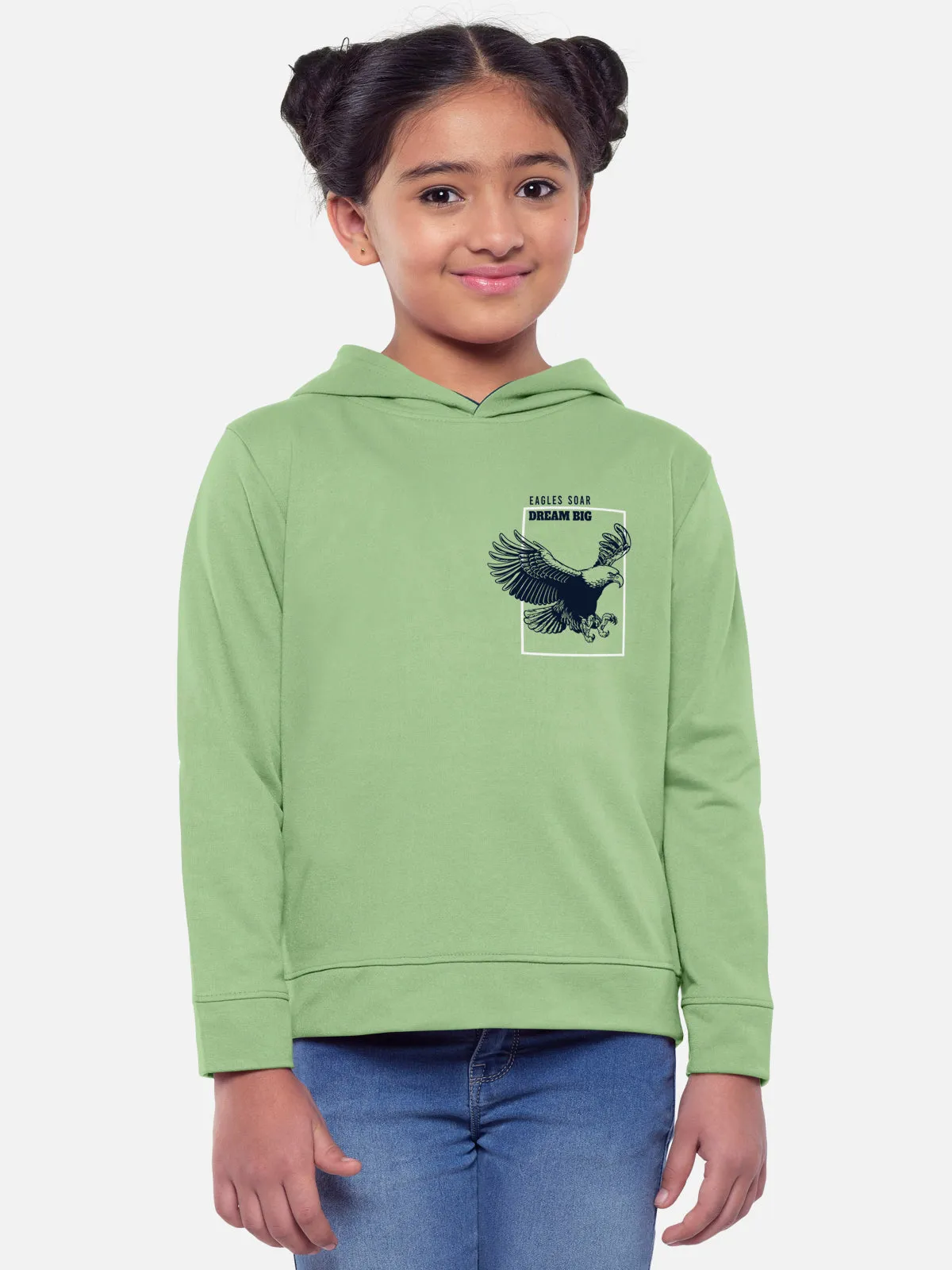 Trendy Printed Full Sleeve / Long Sleeve Hooded Tshirt for Girls - Pack of 2