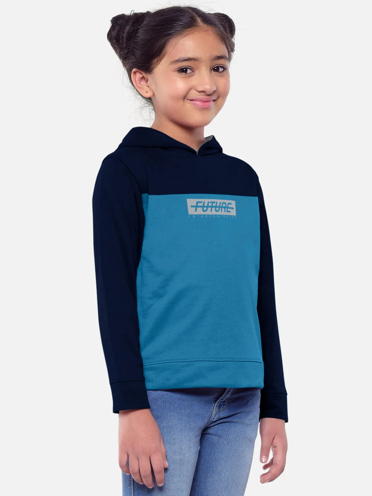 Trendy Printed Full Sleeve / Long Sleeve Hooded Tshirt for Girls - Pack of 2