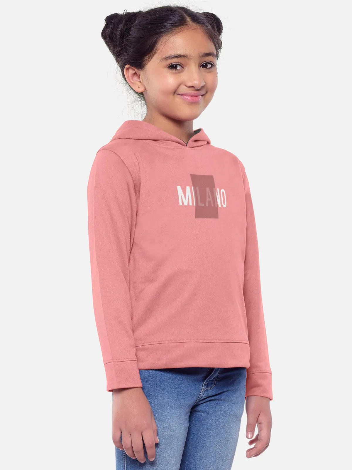 Trendy Printed Full Sleeve / Long Sleeve Hooded Tshirt for Girls - Pack of 2