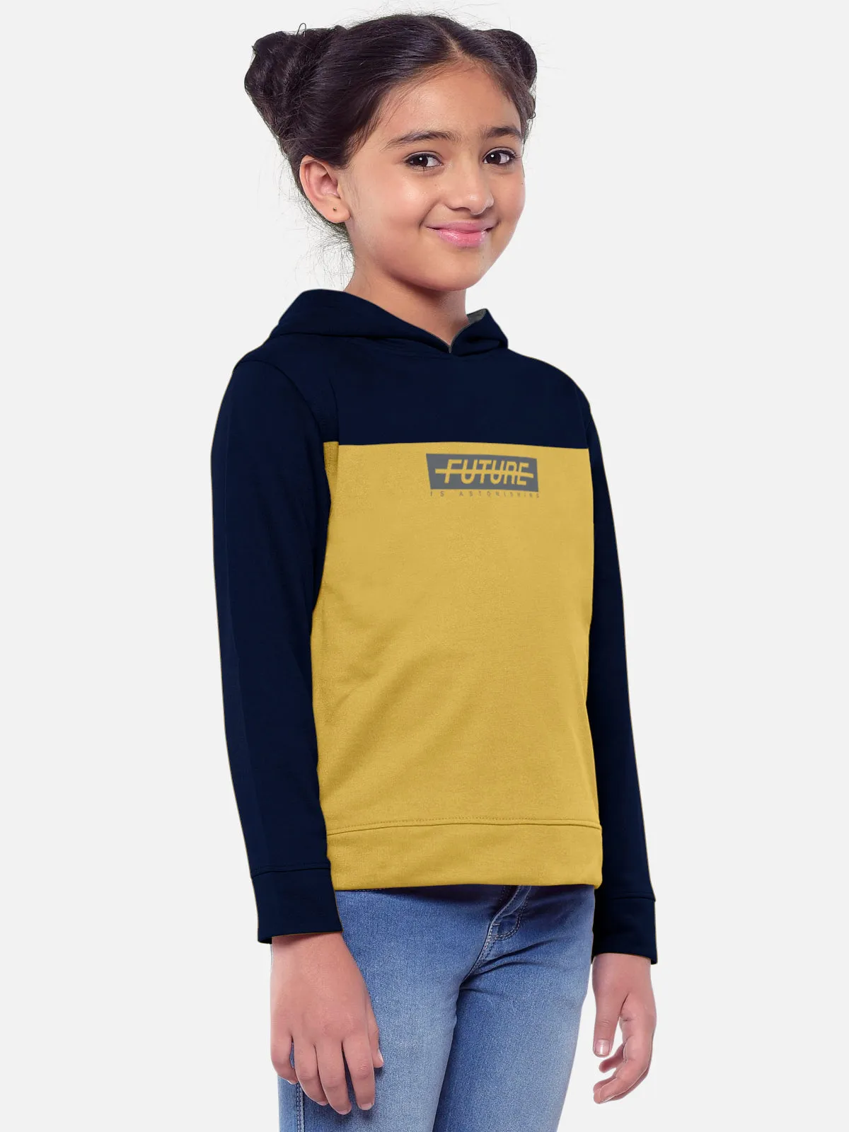 Trendy Printed Full Sleeve / Long Sleeve Hooded Tshirt for Girls - Pack of 2