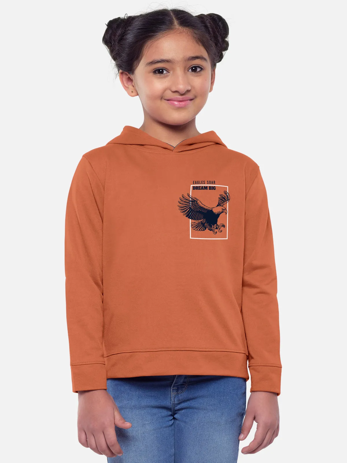 Trendy Printed Full Sleeve / Long Sleeve Hooded Tshirt for Girls - Pack of 2