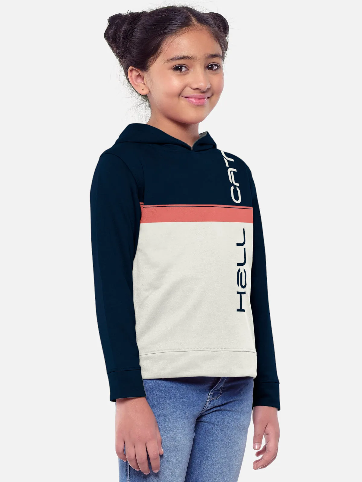 Trendy Printed Full Sleeve / Long Sleeve Hooded Tshirt for Girls - Pack of 2