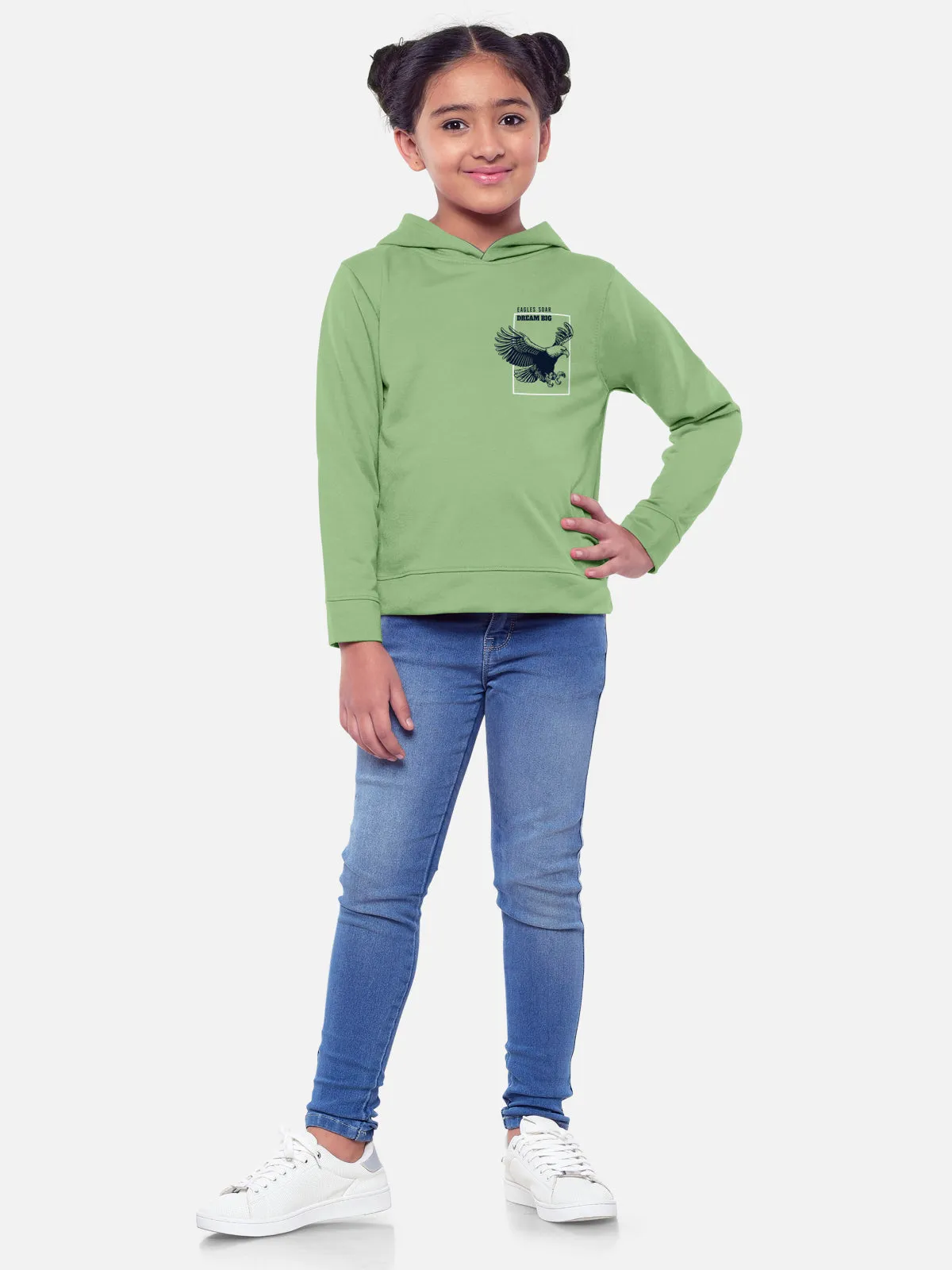 Trendy Printed Full Sleeve / Long Sleeve Hooded Tshirt for Girls - Pack of 2