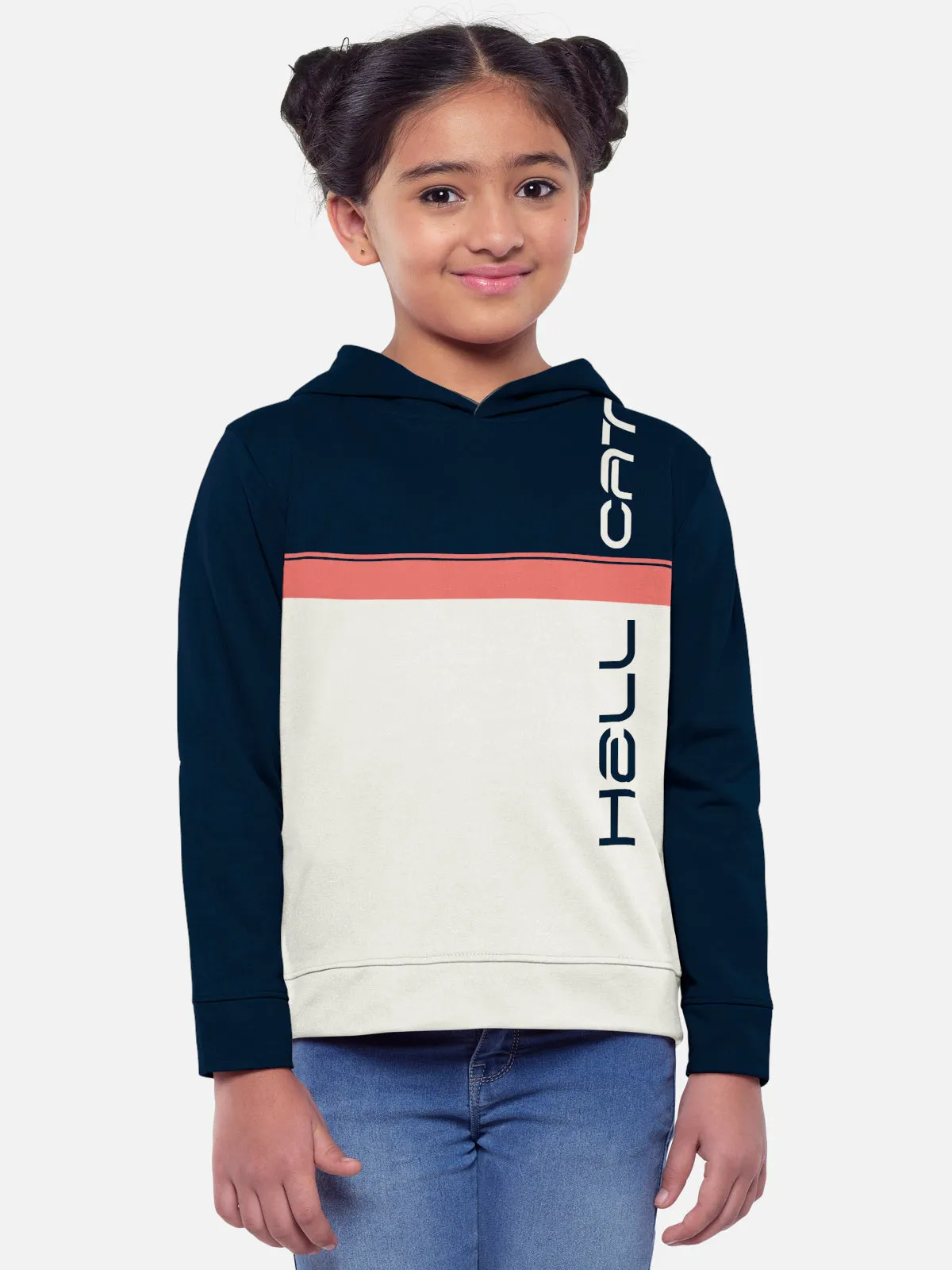 Trendy Printed Full Sleeve / Long Sleeve Hooded Tshirt for Girls - Pack of 2
