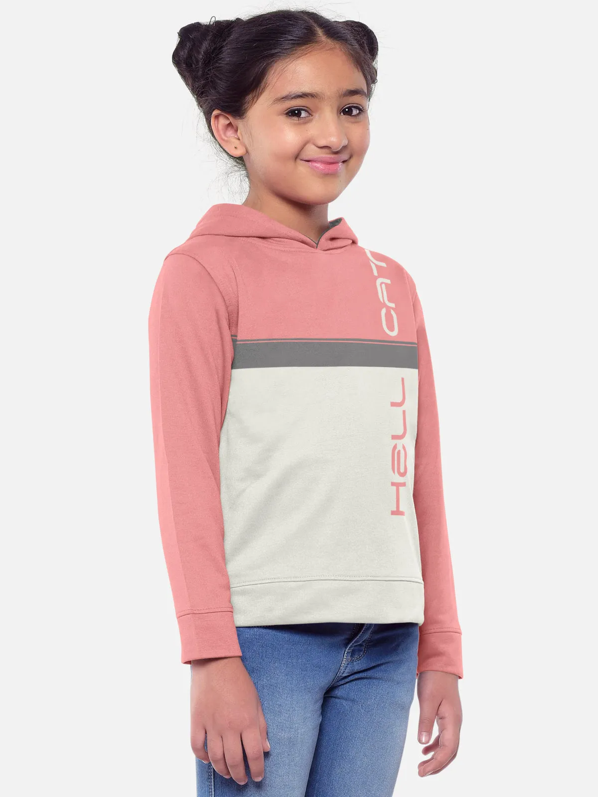 Trendy Printed Full Sleeve / Long Sleeve Hooded Tshirt for Girls - Pack of 2