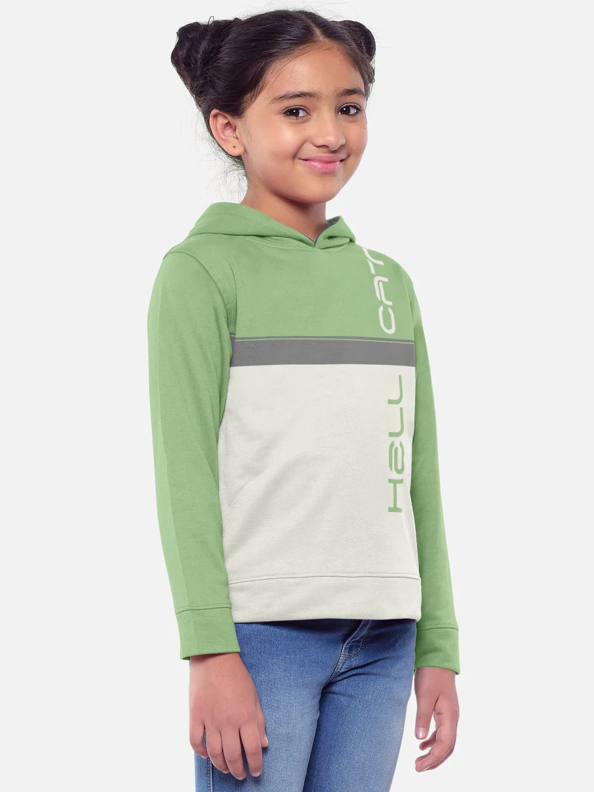 Trendy Printed Full Sleeve / Long Sleeve Hooded Tshirt for Girls - Pack of 2