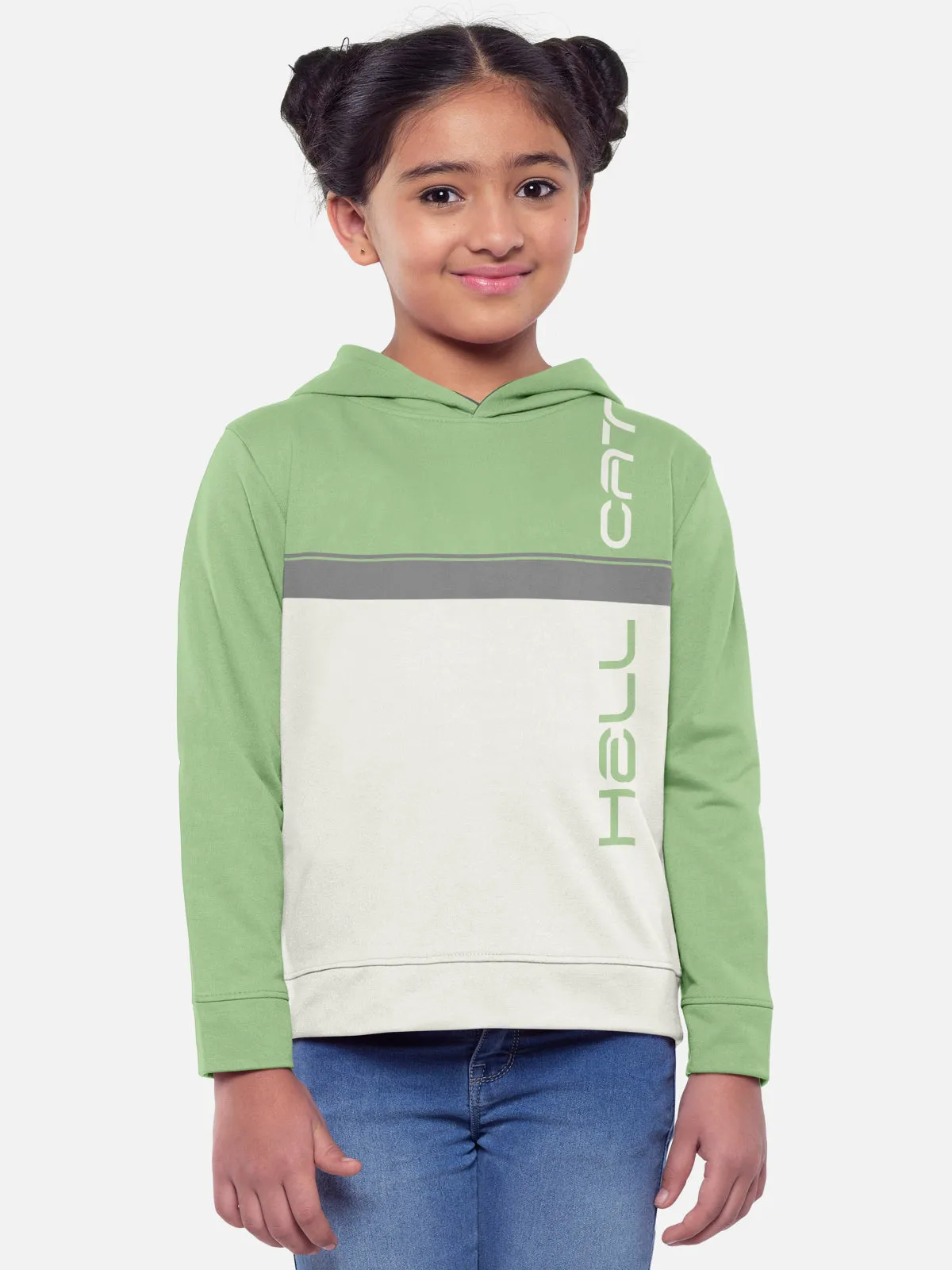 Trendy Printed Full Sleeve / Long Sleeve Hooded Tshirt for Girls - Pack of 2