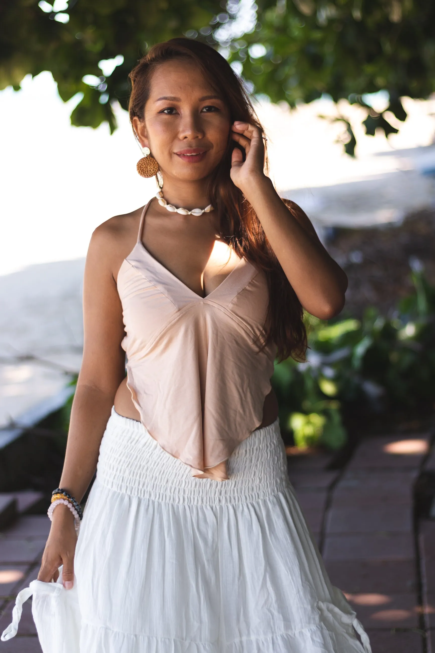 Triangle Crop Top Cami Beige