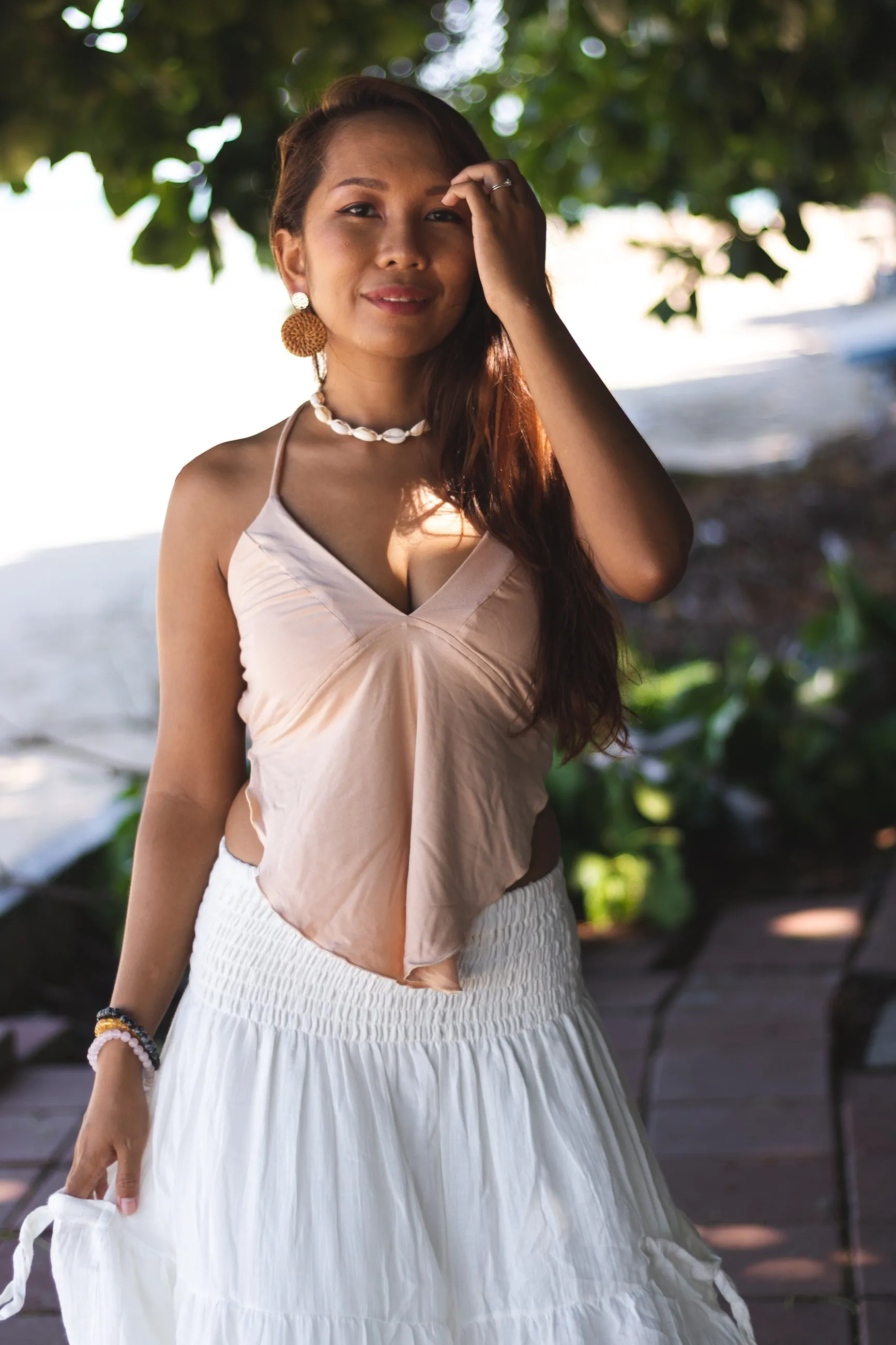 Triangle Crop Top Cami Beige