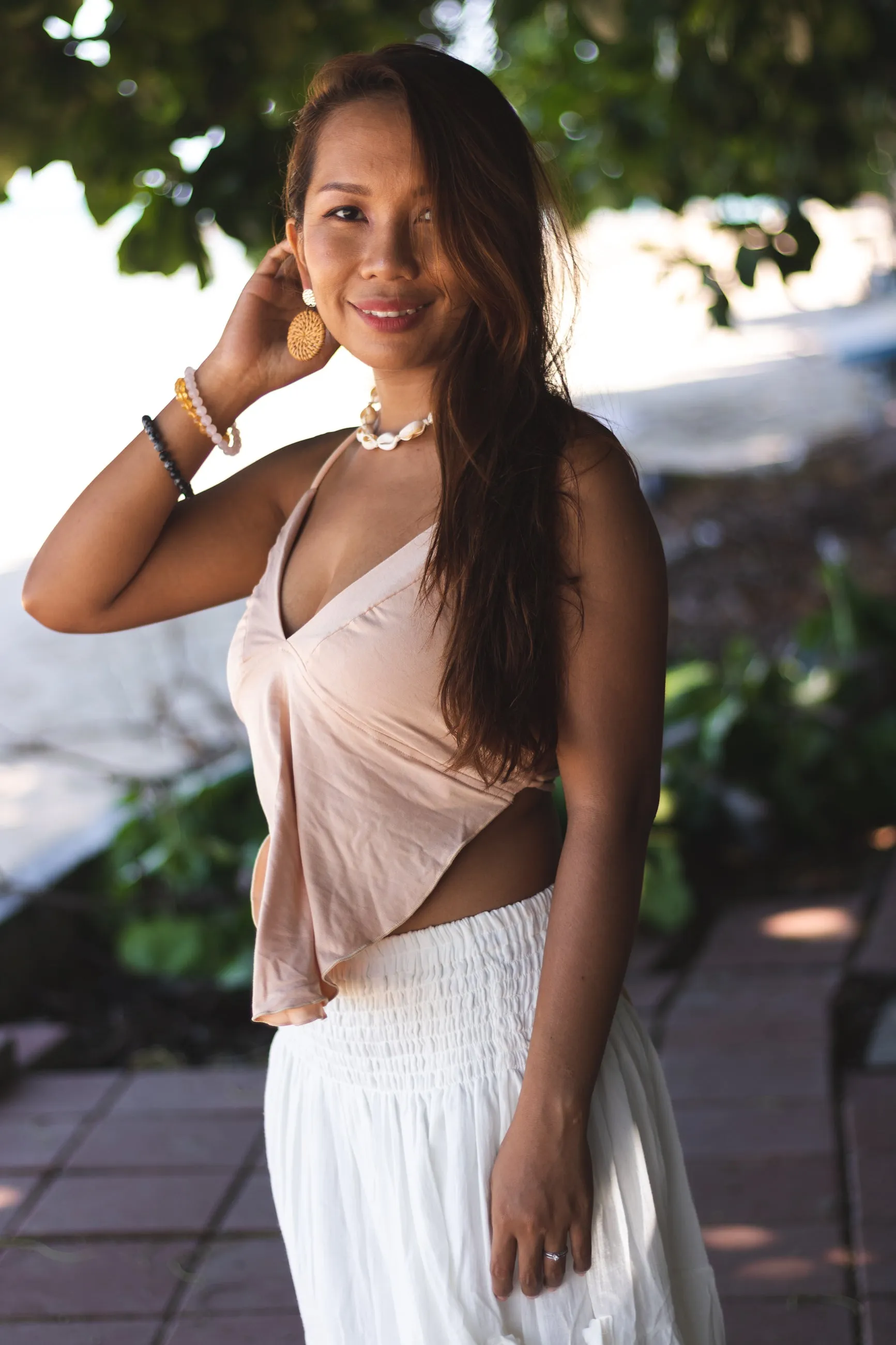 Triangle Crop Top Cami Beige