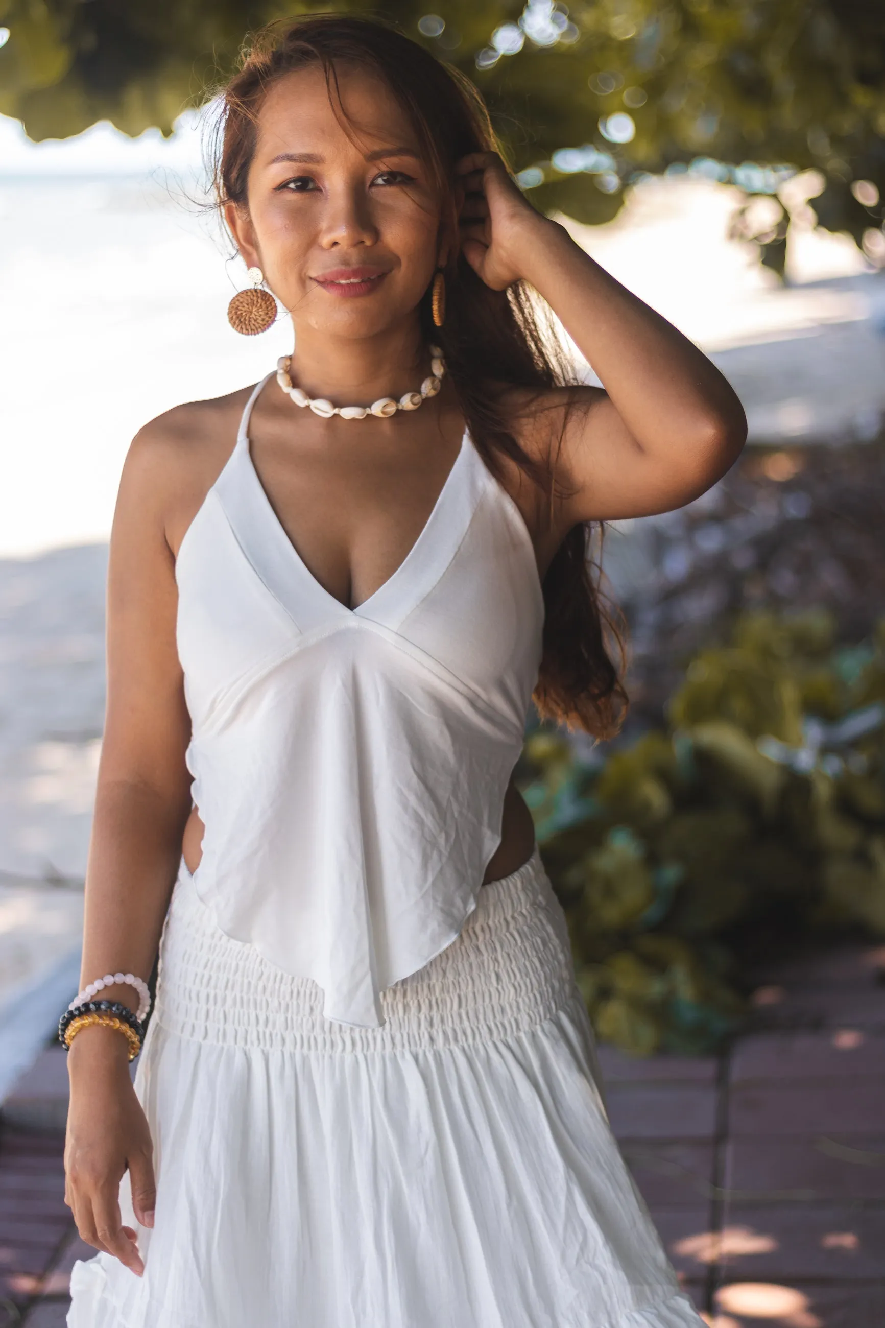 Triangle Crop Top Cami White