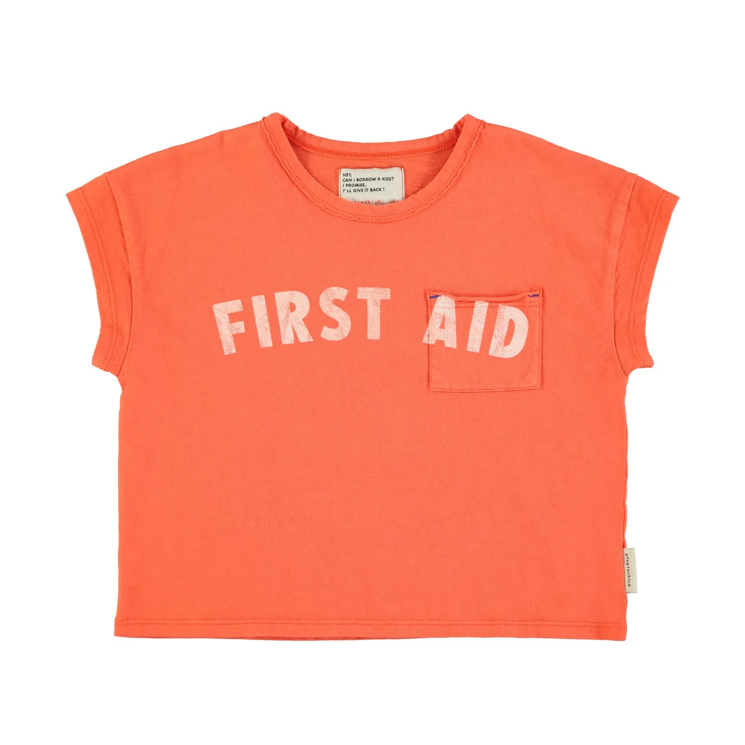 t'shirt | orange w/ "first aid" print