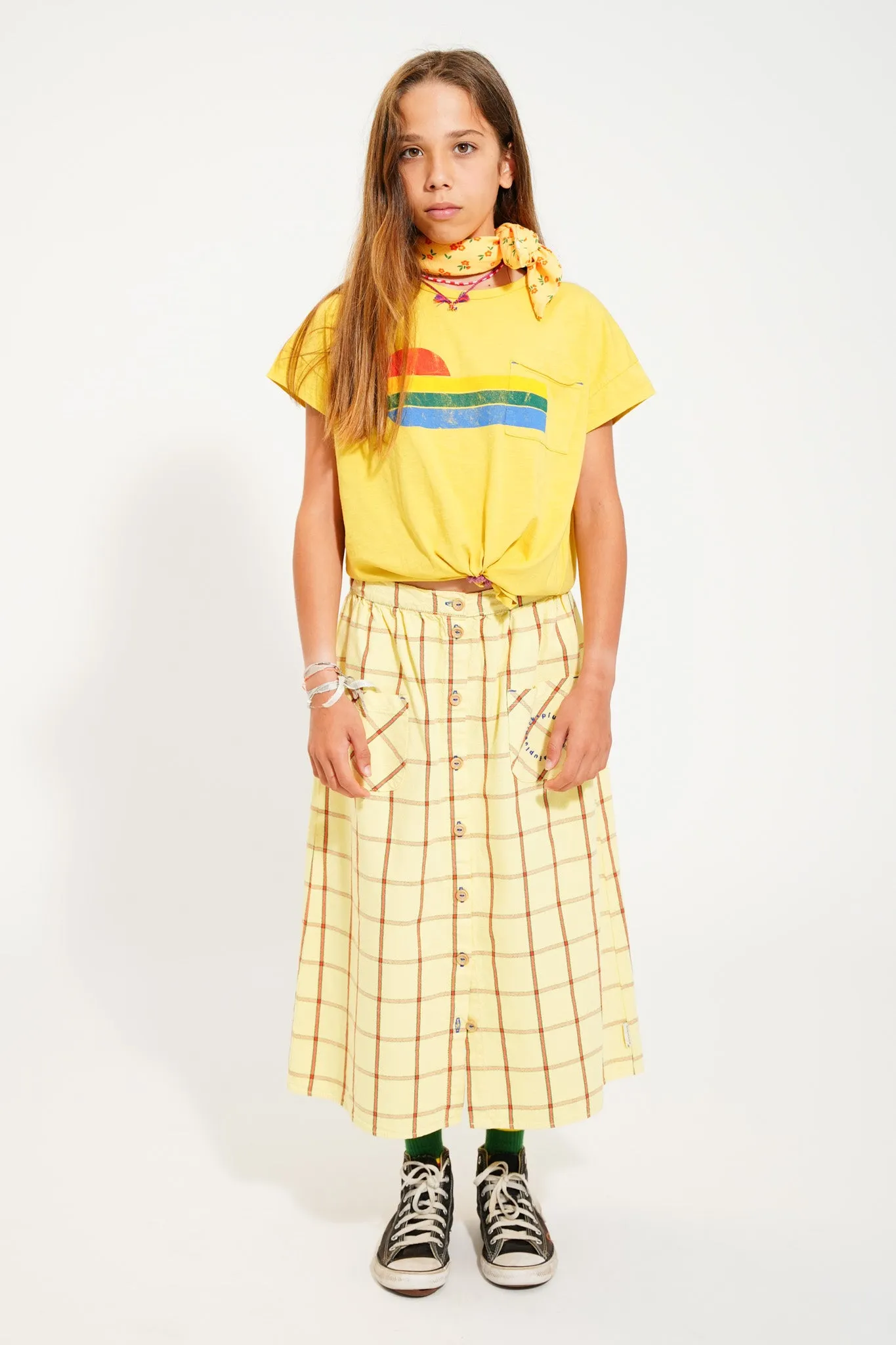 t'shirt | yellow w/ multicolor wave print