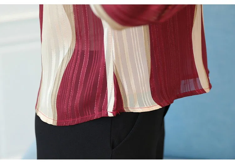 Turning Tables Stripped V-Neck Blouse