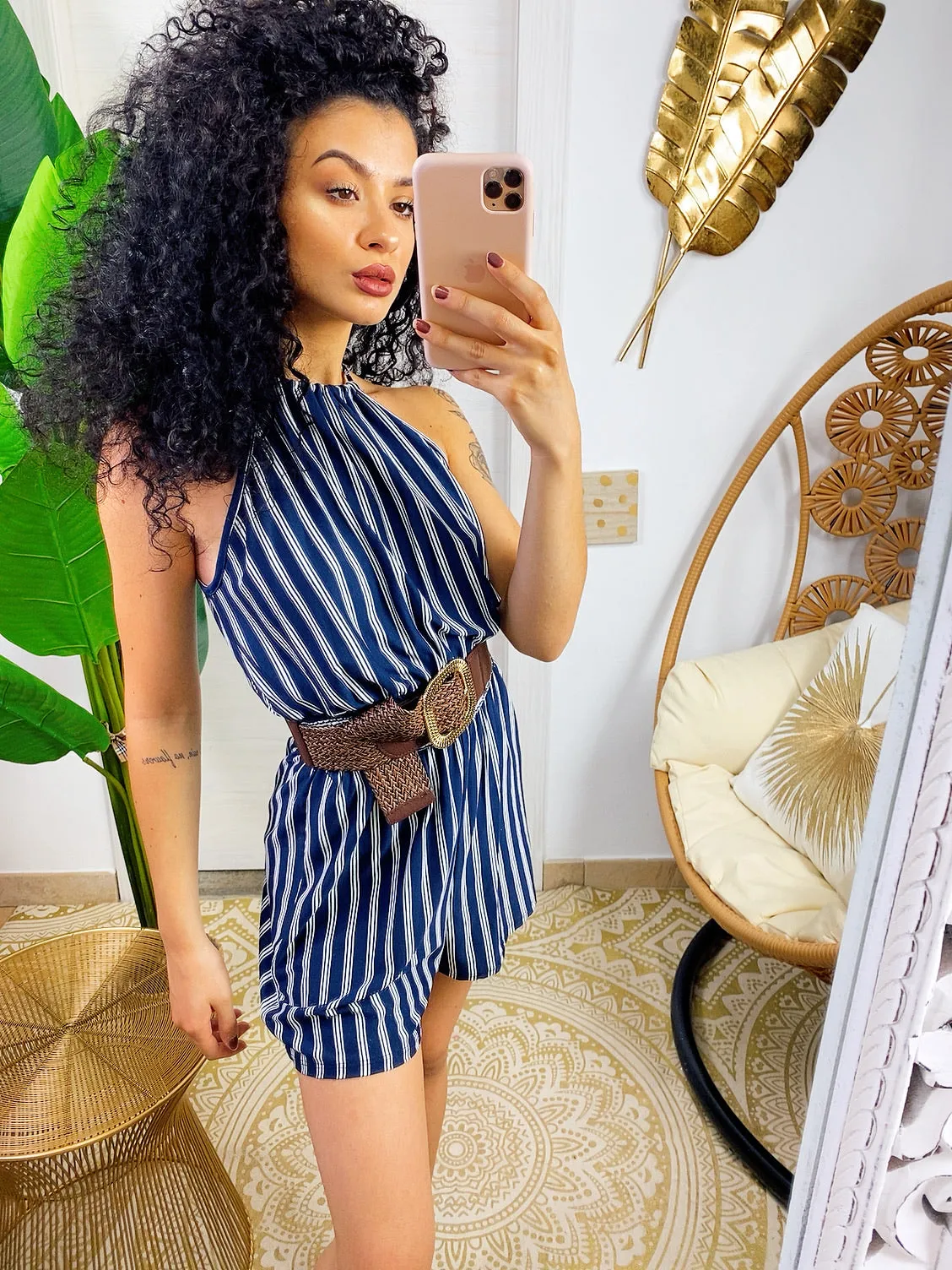 Tutina casual a righe blu