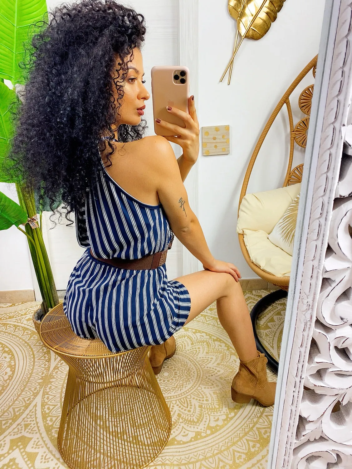 Tutina casual a righe blu