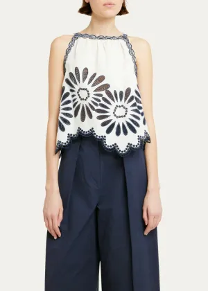 Ul0253 Ulla Johnson Jolie Embroidered Top