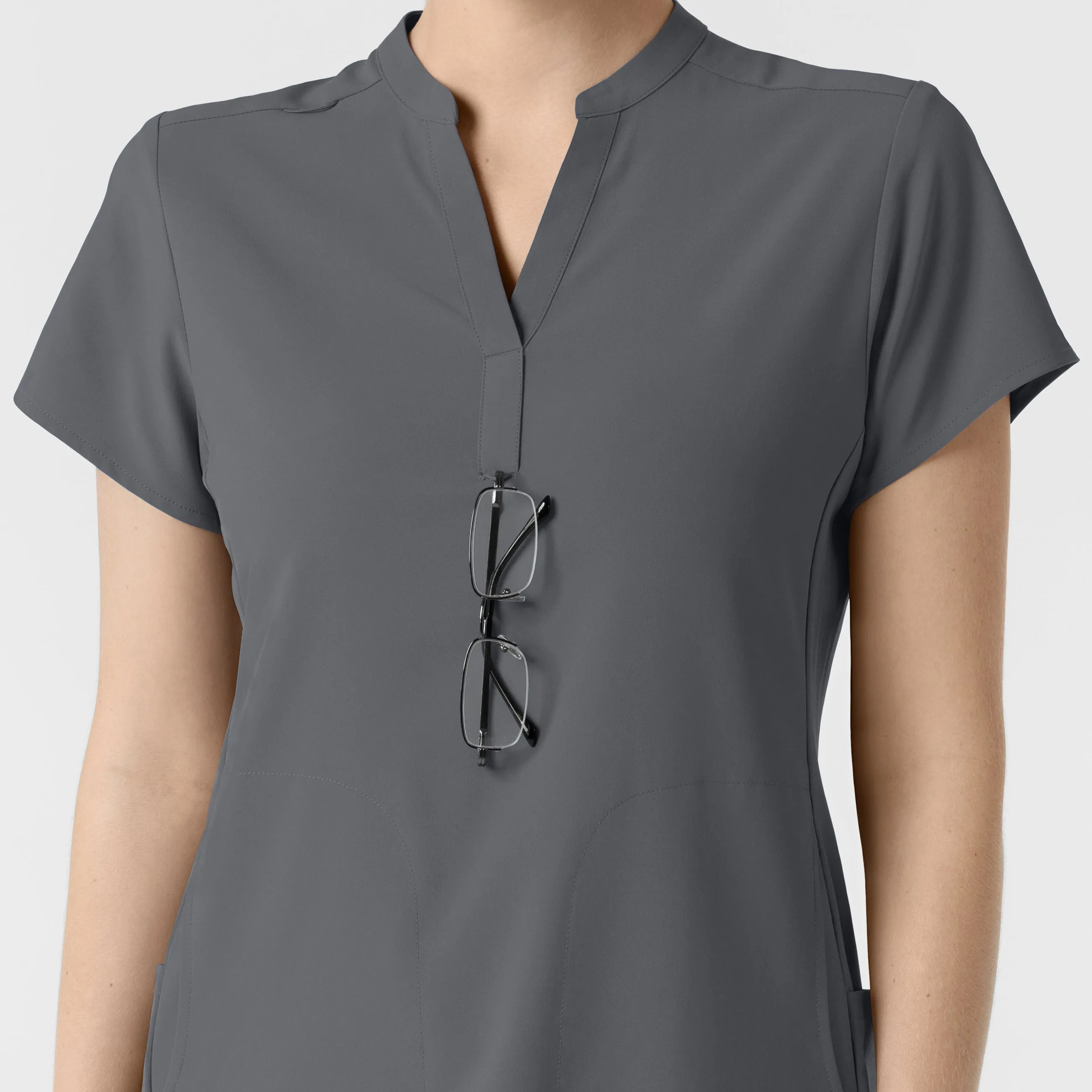 UMSL RENEW Women's Mandarin Collar Scrub Top With Logo