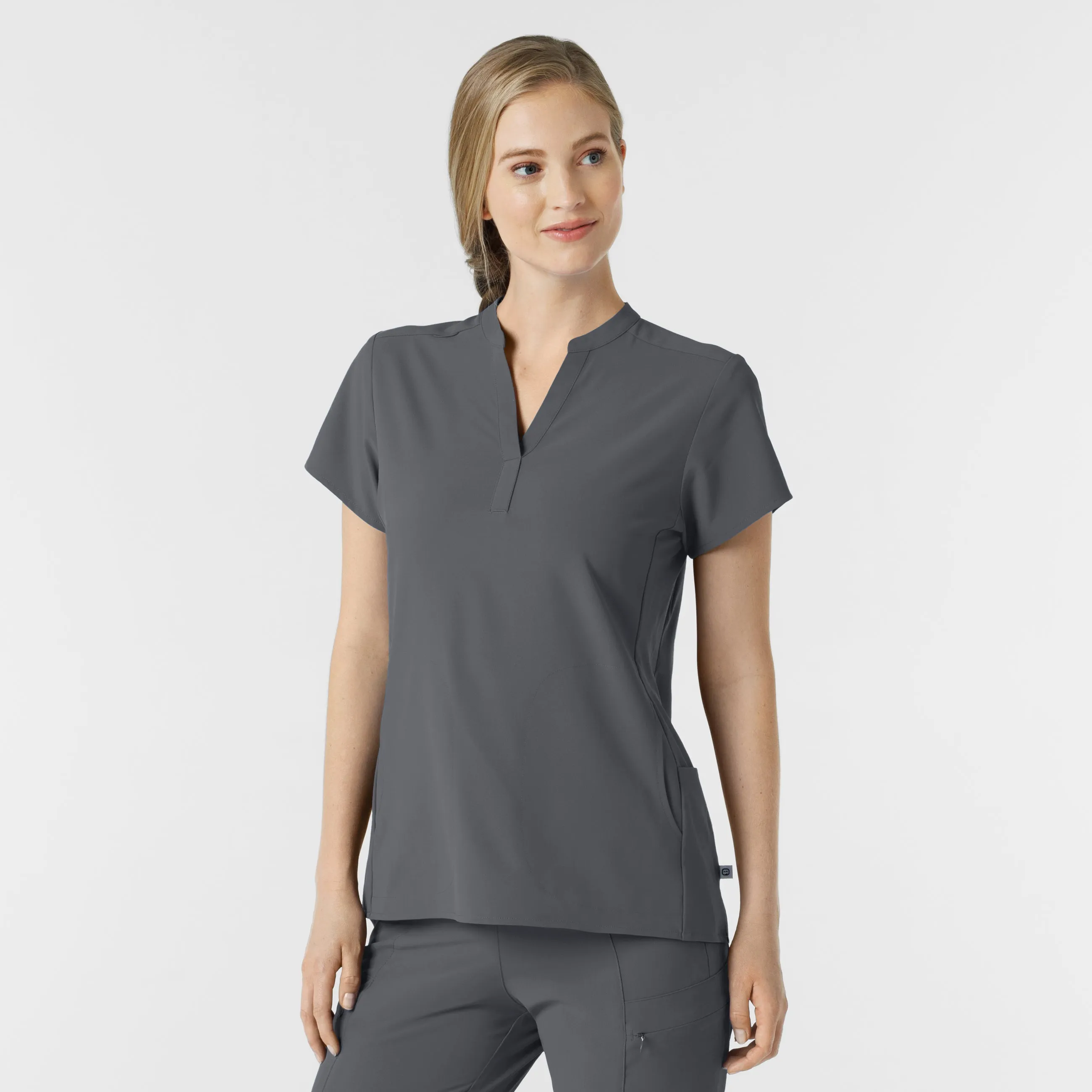 UMSL RENEW Women's Mandarin Collar Scrub Top With Logo