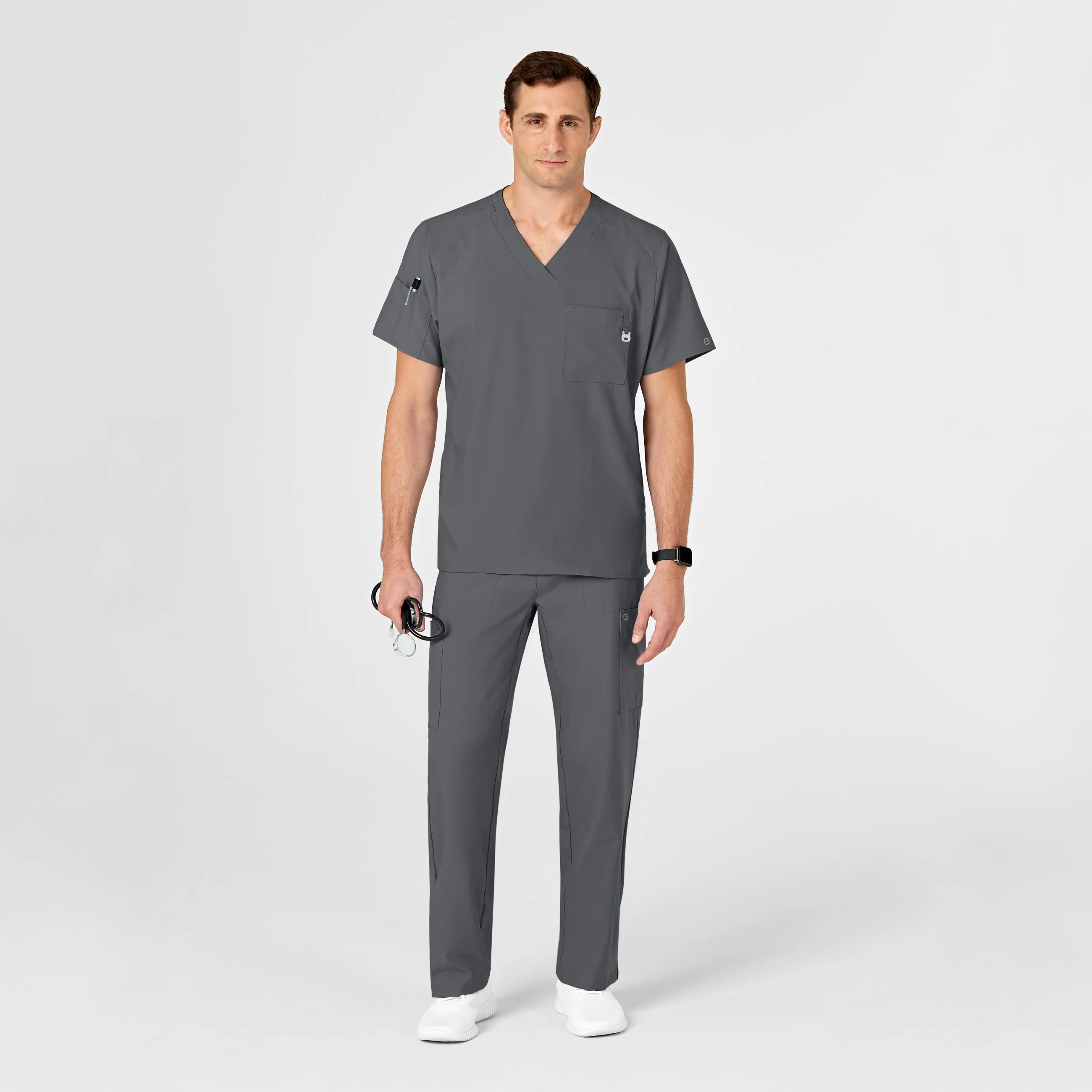 UMSL W123 Men's V-Neck Scrub Top With Logo