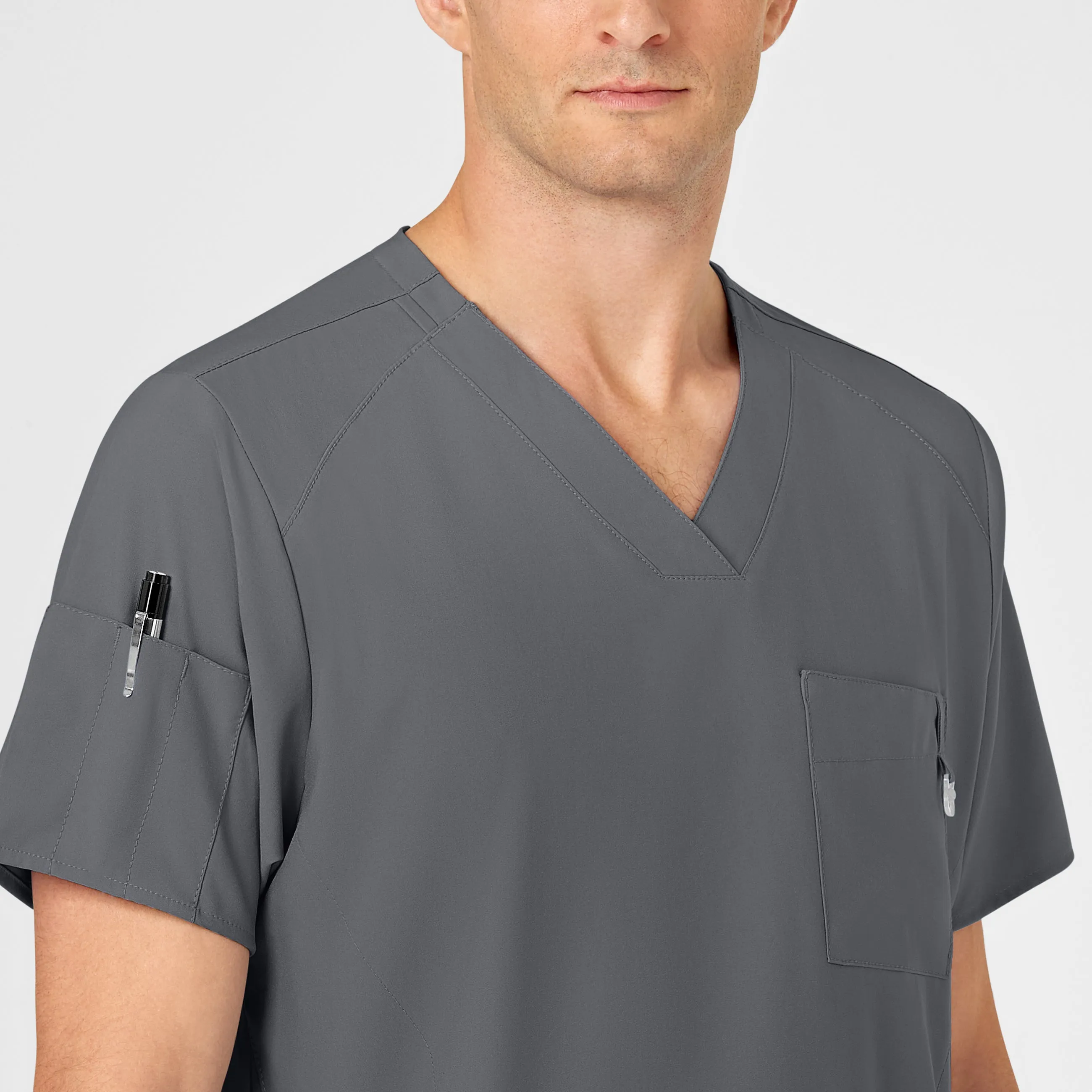 UMSL W123 Men's V-Neck Scrub Top With Logo