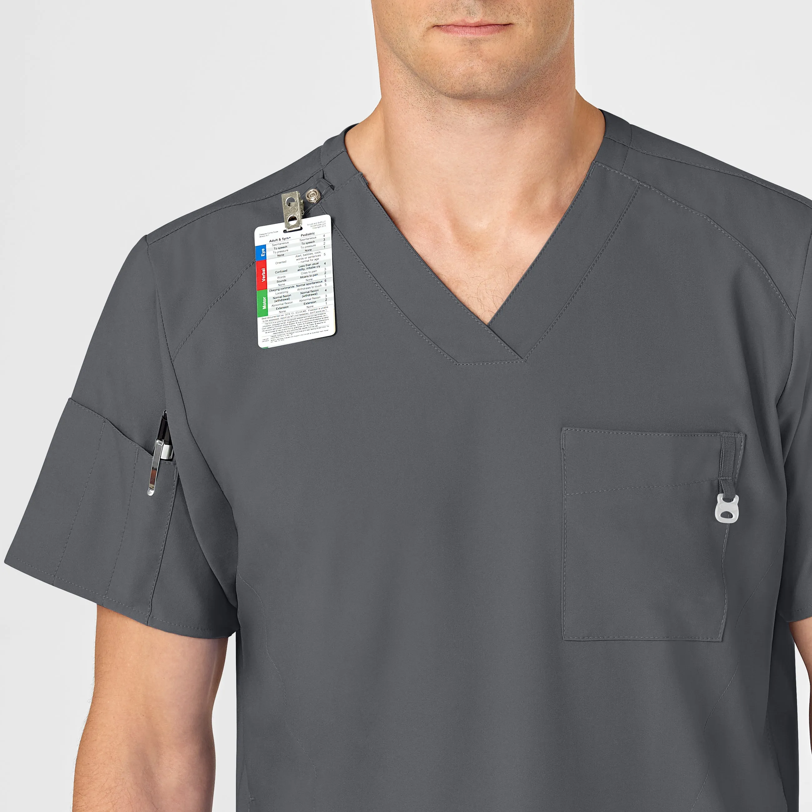 UMSL W123 Men's V-Neck Scrub Top With Logo