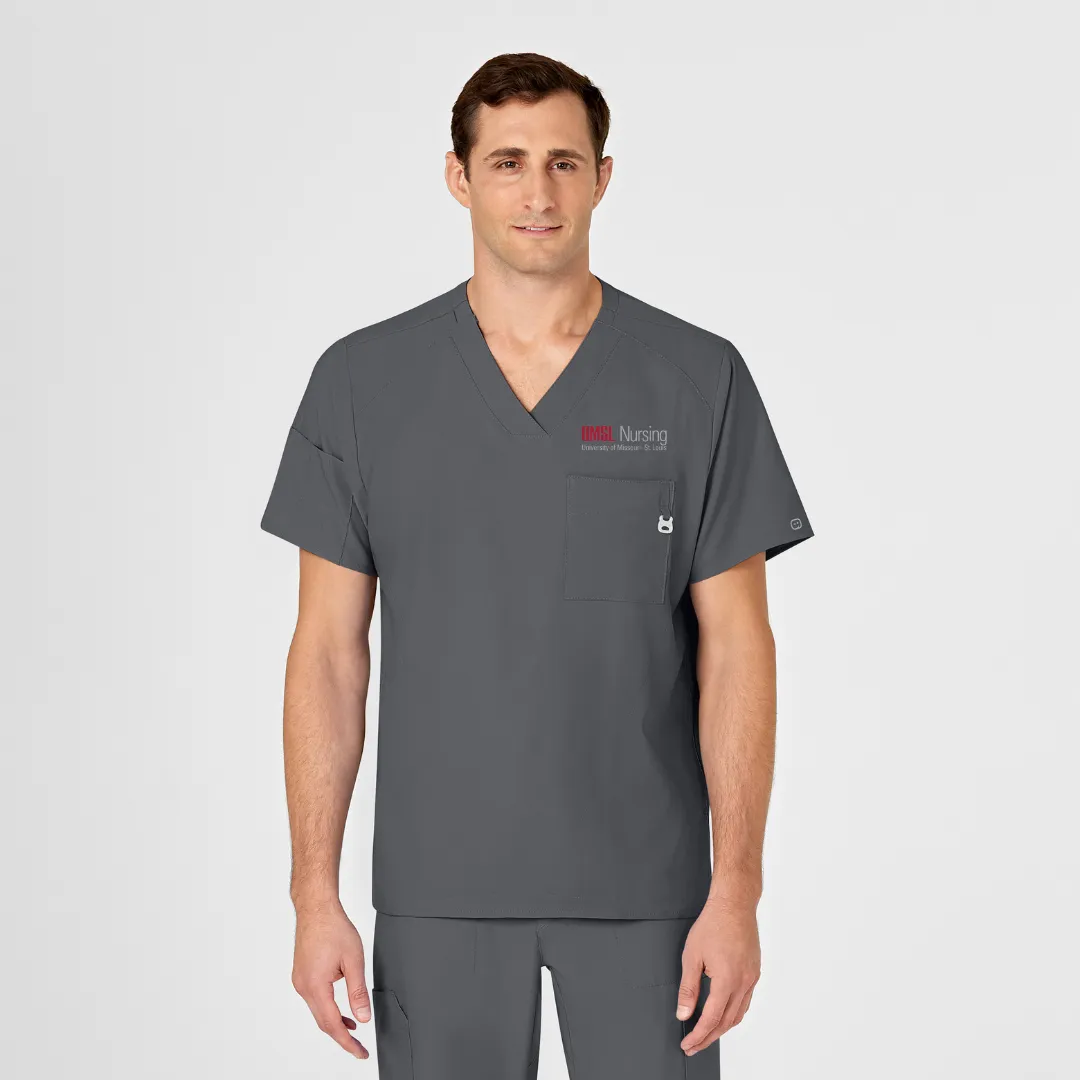 UMSL W123 Men's V-Neck Scrub Top With Logo