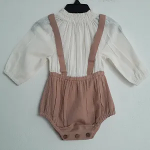 Unisex Off-White & Blush Full Sleeves Romper