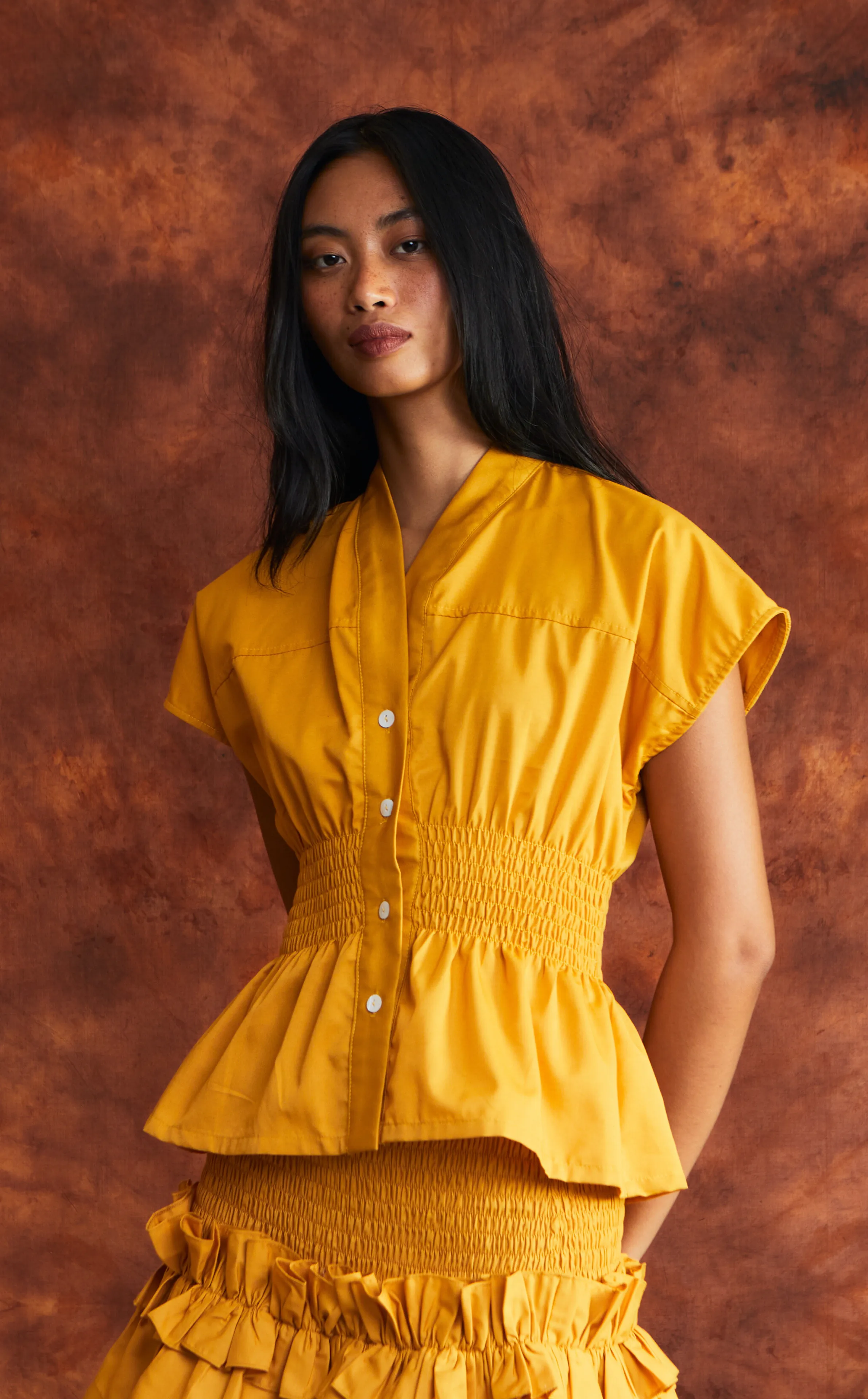 UTAH TOP - MUSTARD POPLIN (PRE-ORDER)
