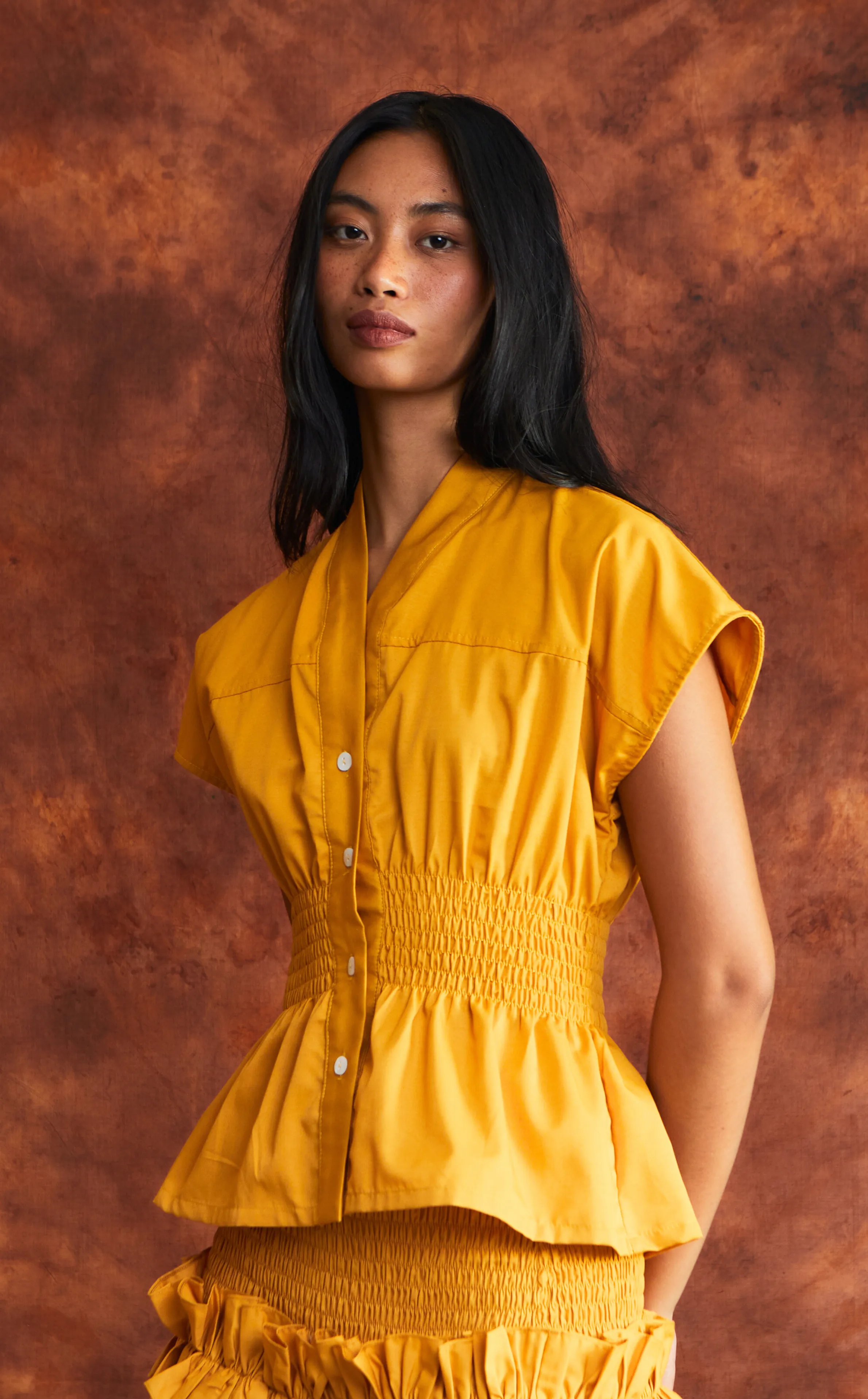 UTAH TOP - MUSTARD POPLIN (PRE-ORDER)