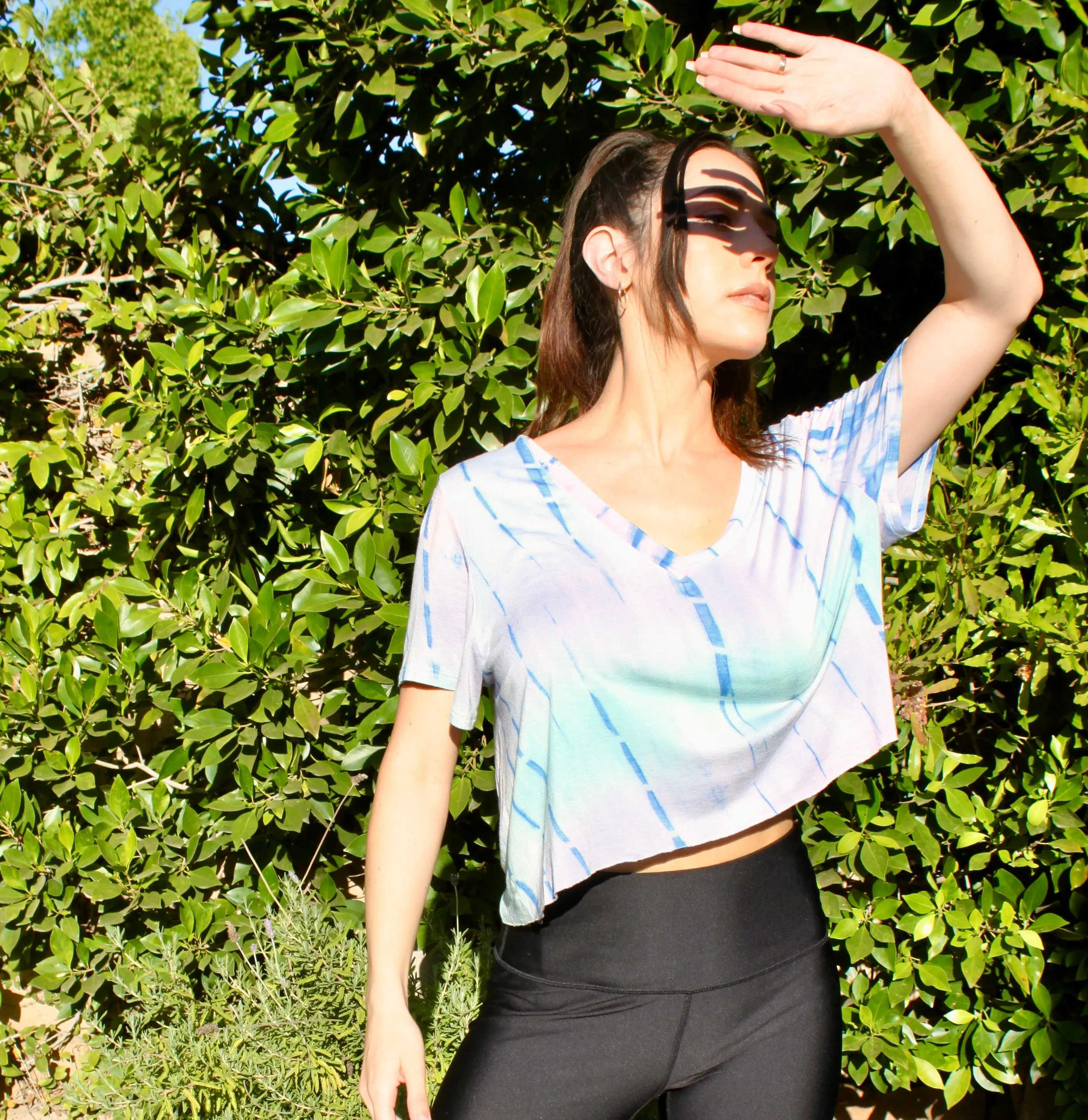 V Neck Tie Dye Crop Top