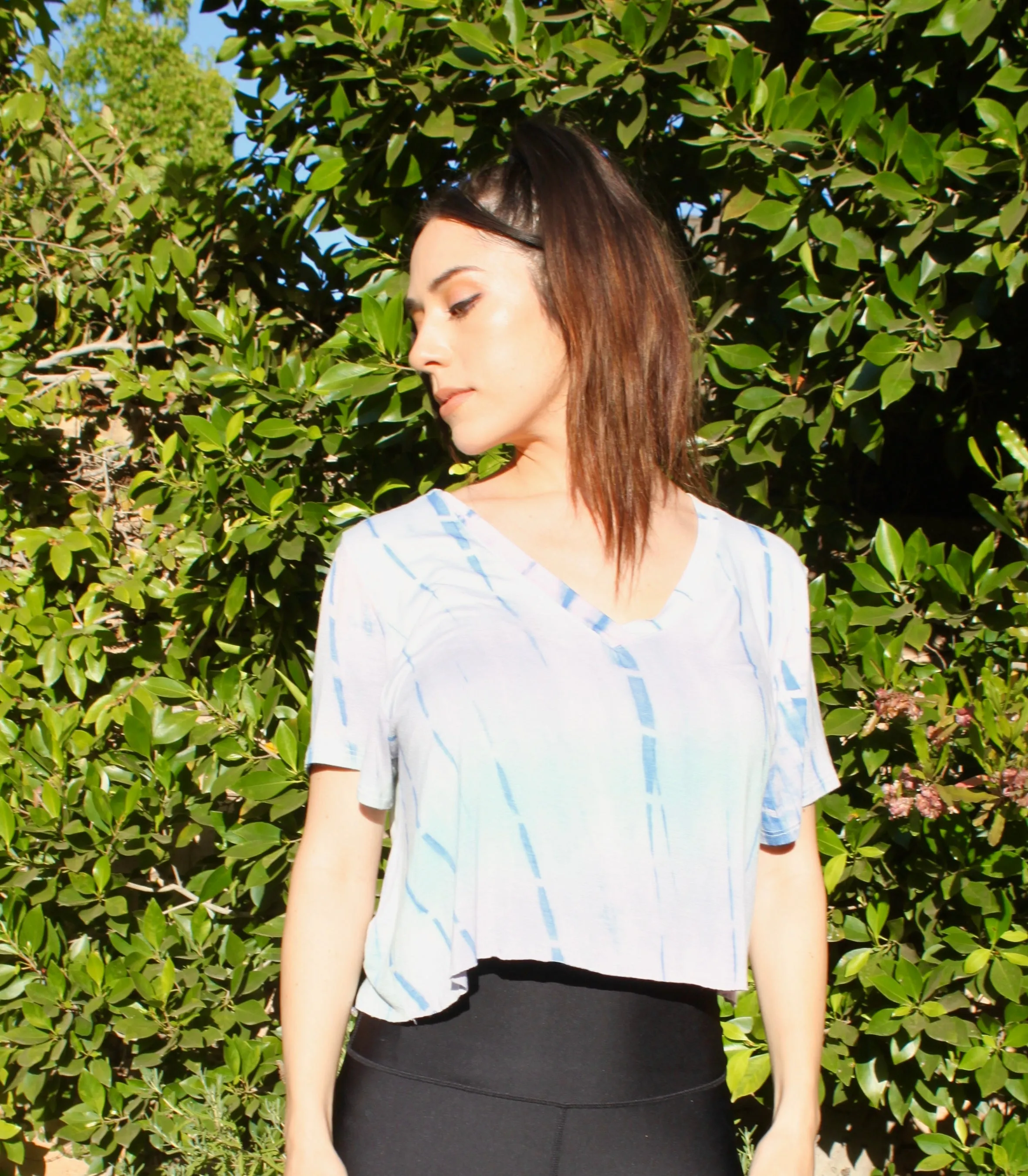 V Neck Tie Dye Crop Top