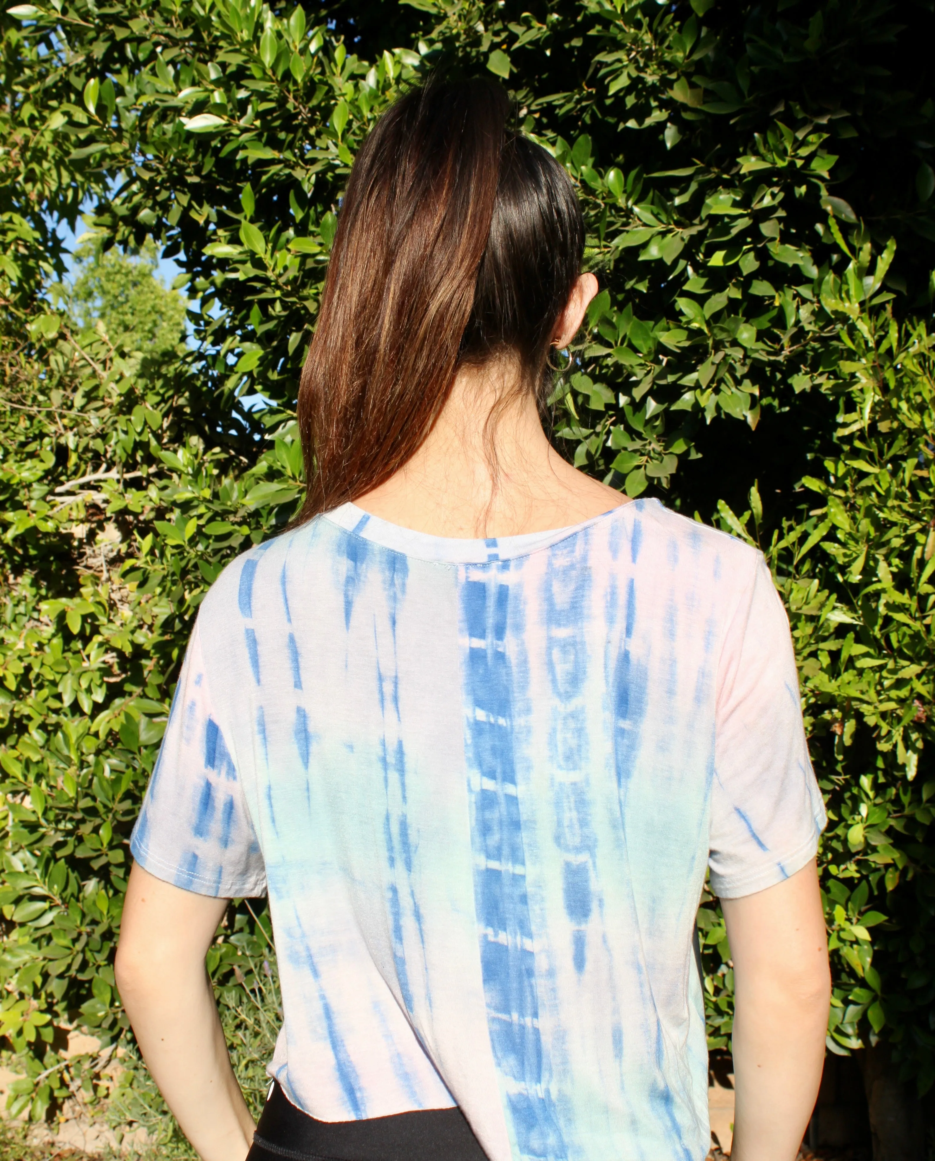 V Neck Tie Dye Crop Top