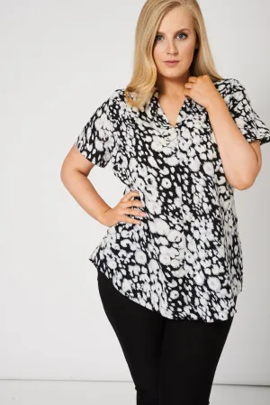 V-Neckline Abstract Print Top