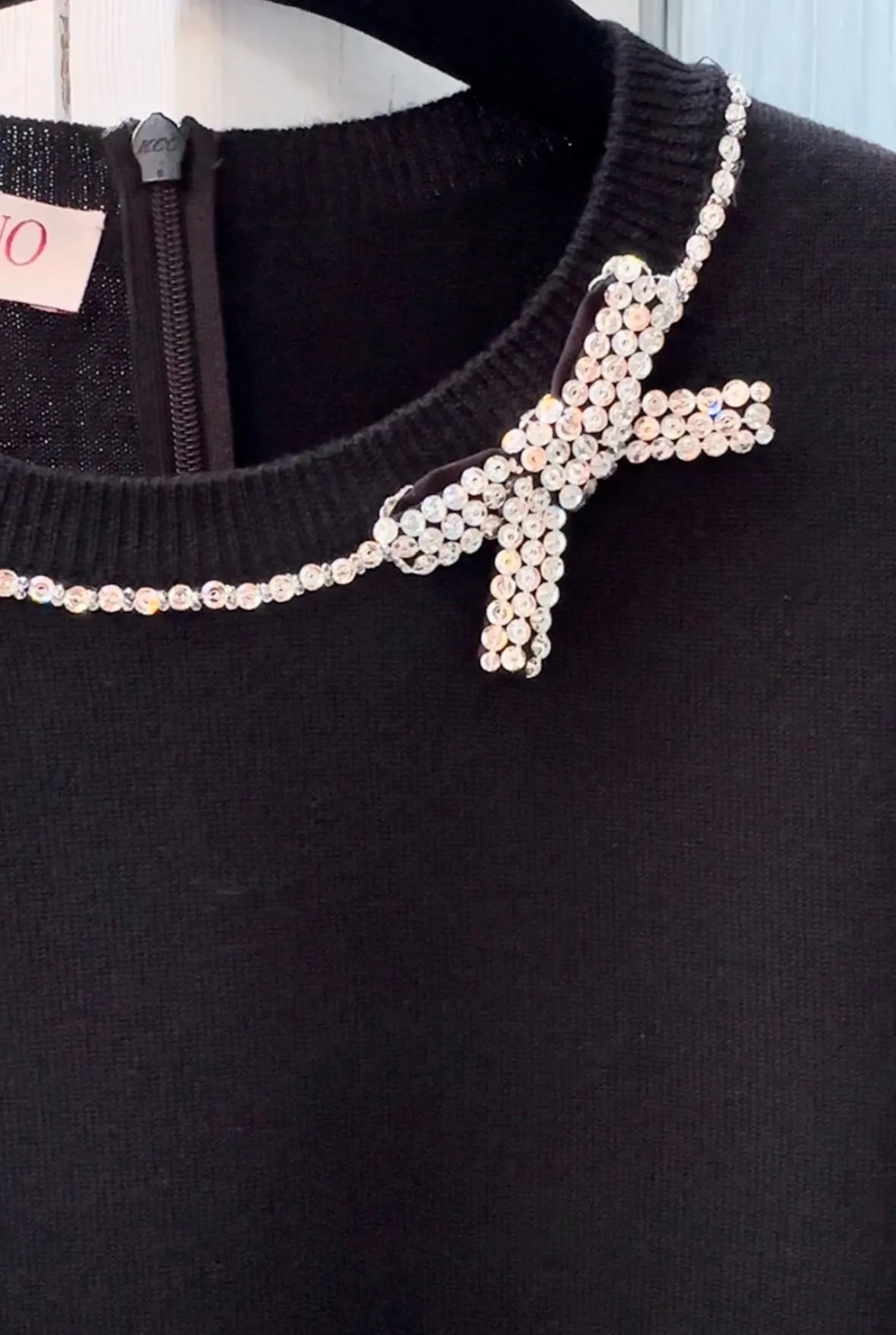 VALENTINO Crystal Embellished Virgin Wool Top
