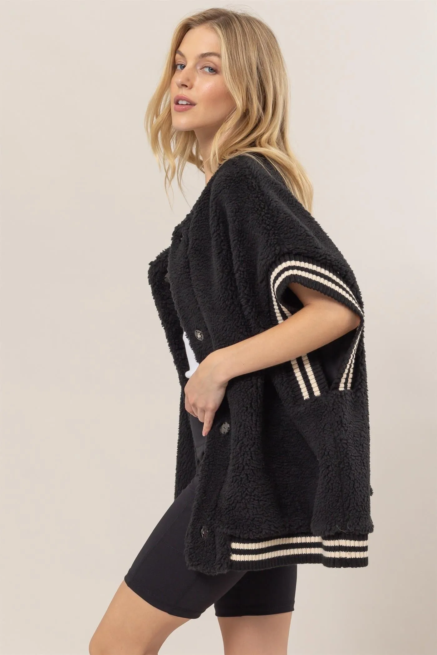 Varsity Teddy Vest, Black