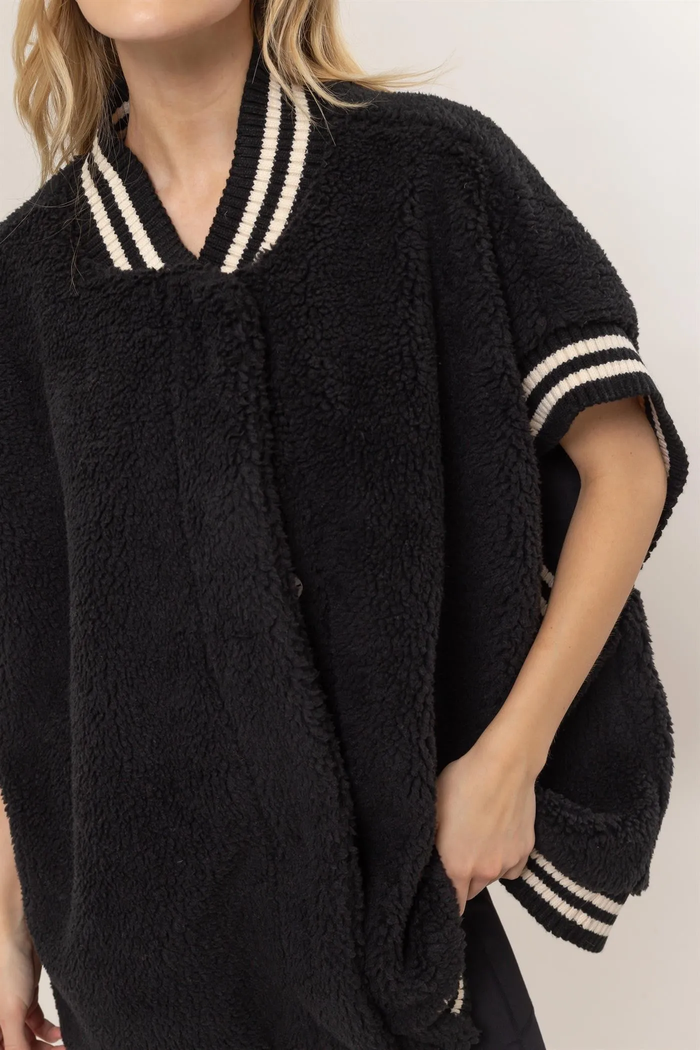 Varsity Teddy Vest, Black