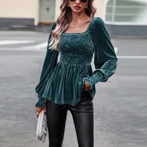 Velvet Peplum Top