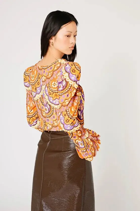 Velvet Printed Blouse