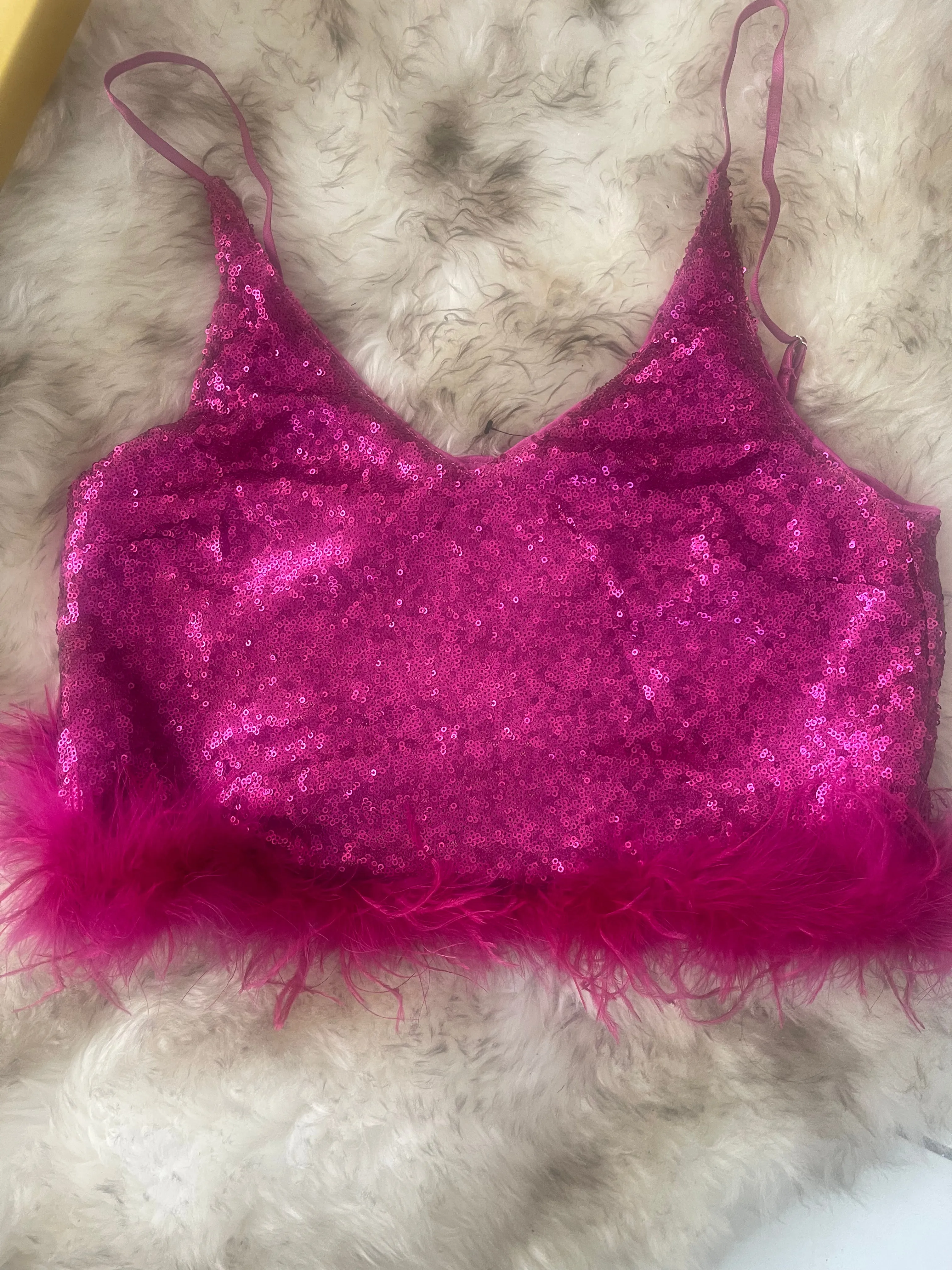 very pink sequin top
