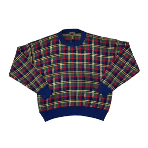 Vintage 90's BOSTON TRADERS Lumberjack Tartan Plaid Check Wool Knit Crewneck Sweater Jumper