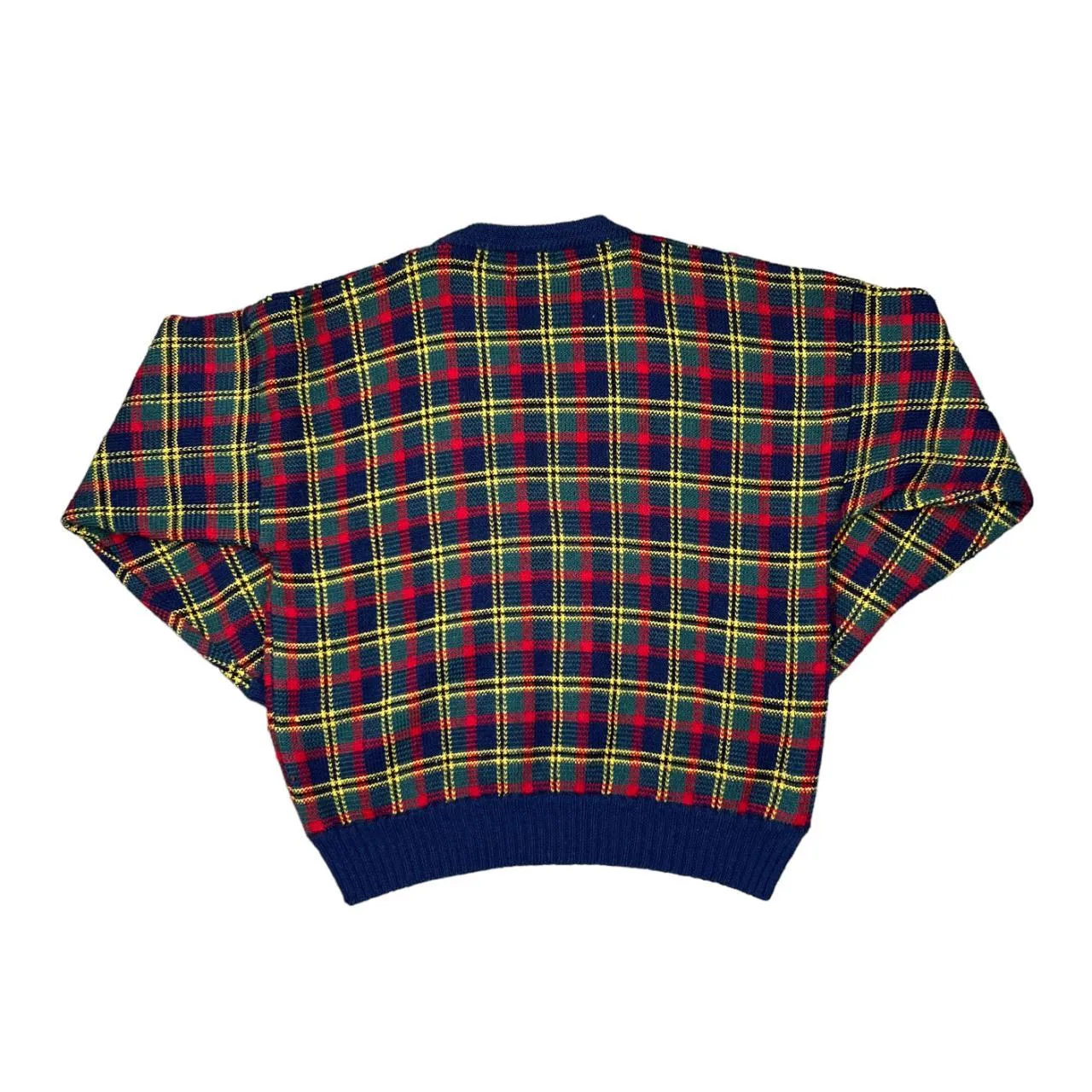 Vintage 90's BOSTON TRADERS Lumberjack Tartan Plaid Check Wool Knit Crewneck Sweater Jumper